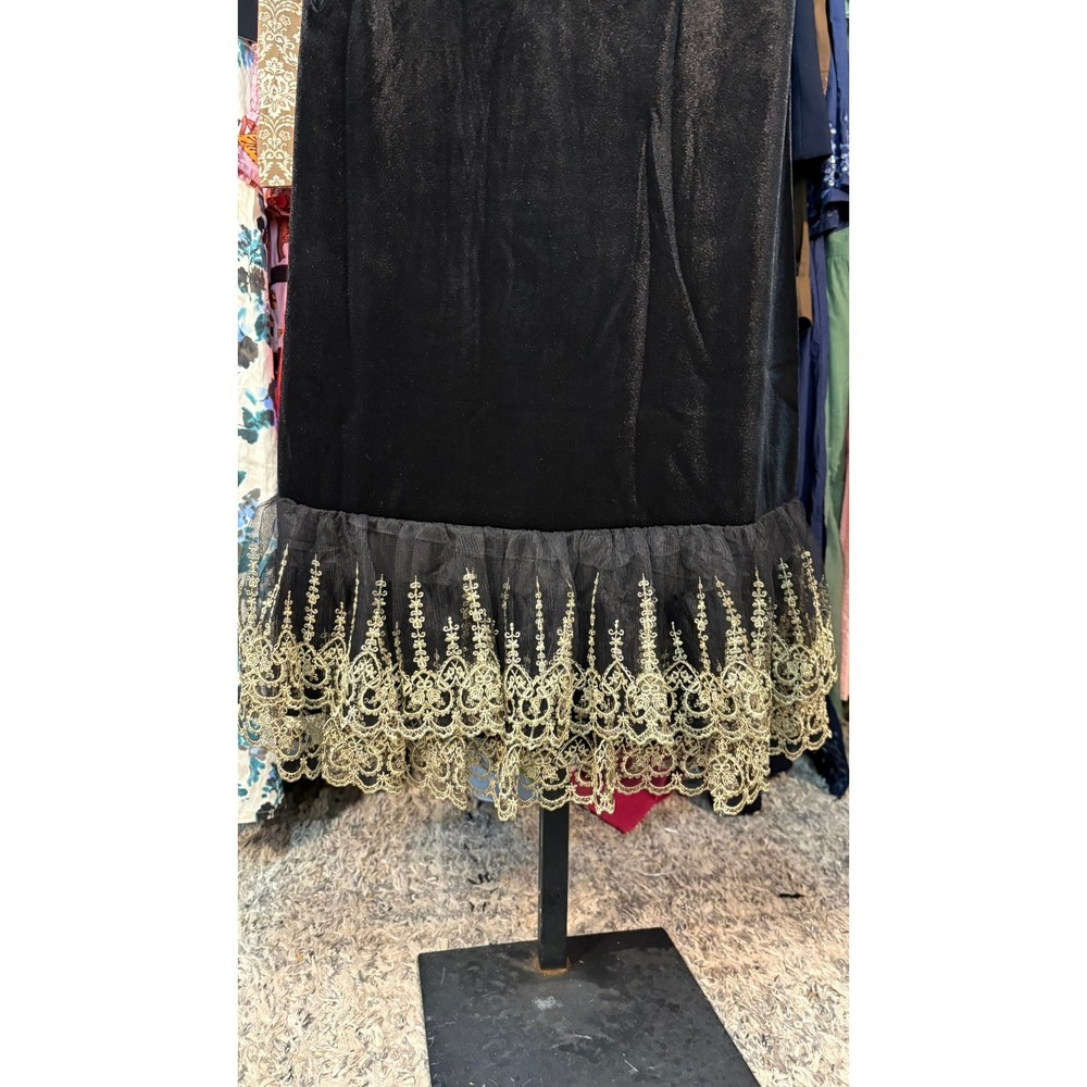 NWT Tuckernuck Pomander Place Lilleth Black Velvet Maxi Dress Gold ($298) XS - Picture 11 of 14